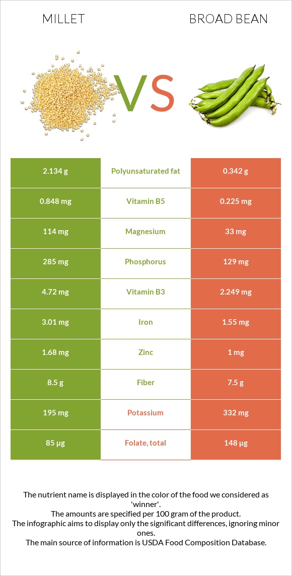 Millet vs Broad bean infographic