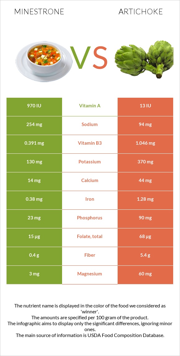 Minestrone vs Artichoke infographic