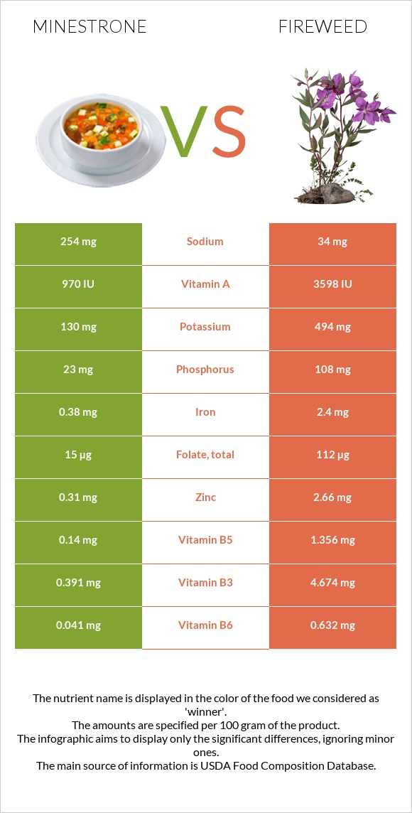 Minestrone vs Fireweed infographic