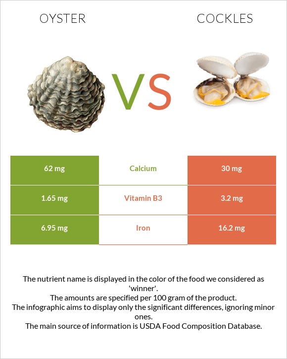 Oysters vs Cockles infographic