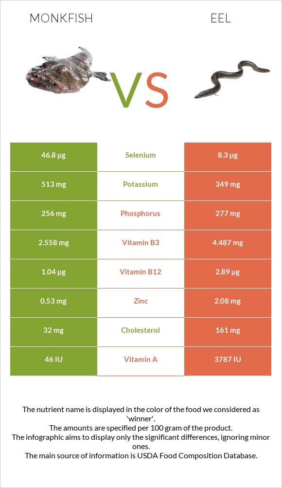 Monkfish vs Eel infographic