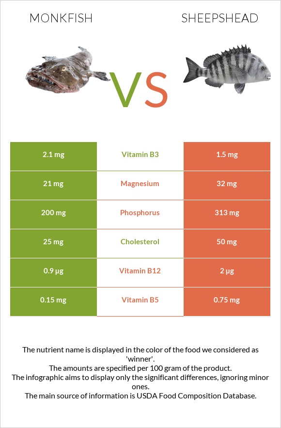 Monkfish vs Sheepshead infographic