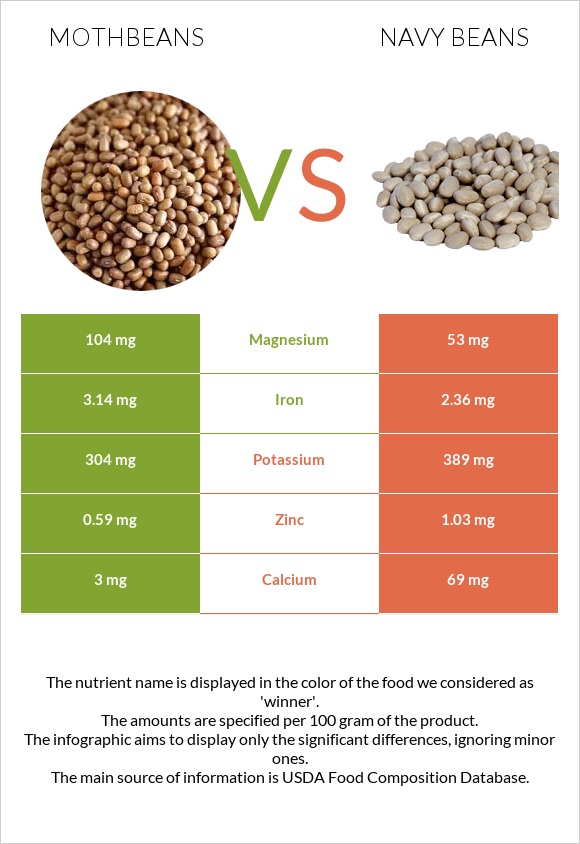 Mothbeans vs Navy beans infographic