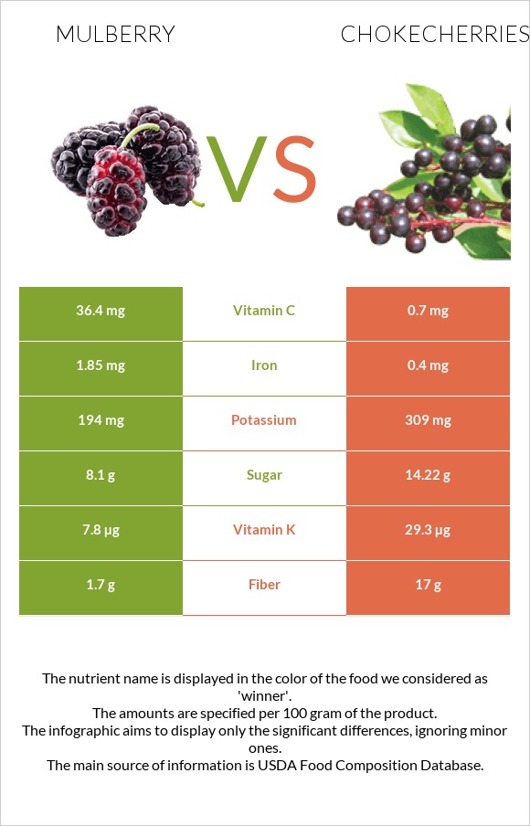 Mulberry vs Chokecherries infographic