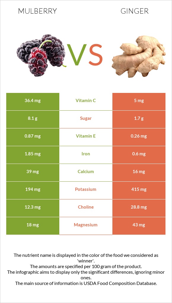 Mulberry vs Ginger infographic