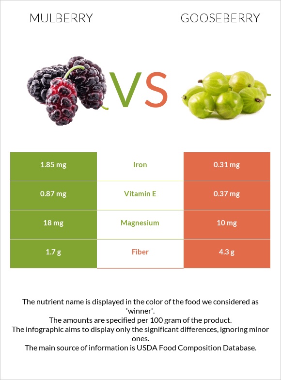 Mulberry vs Gooseberry infographic