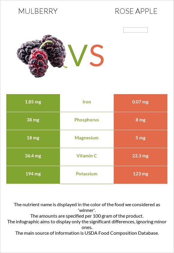 Mulberry vs Rose apple infographic
