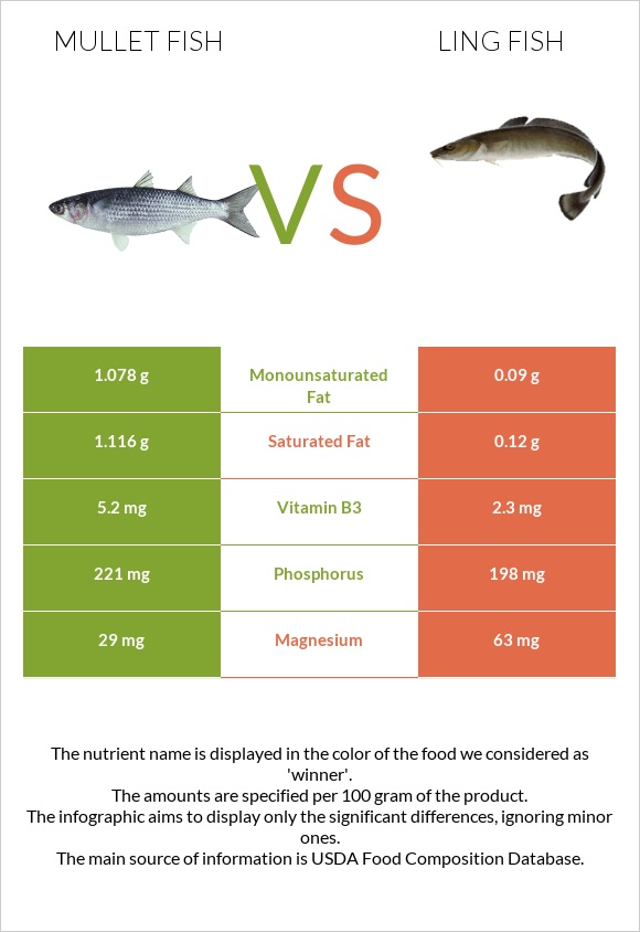 Mullet fish vs Ling fish infographic