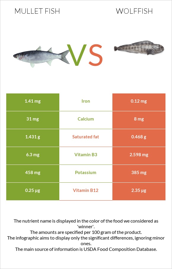 Mullet fish vs Wolffish infographic