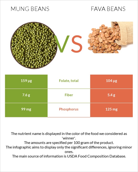 Mung beans vs Fava beans infographic