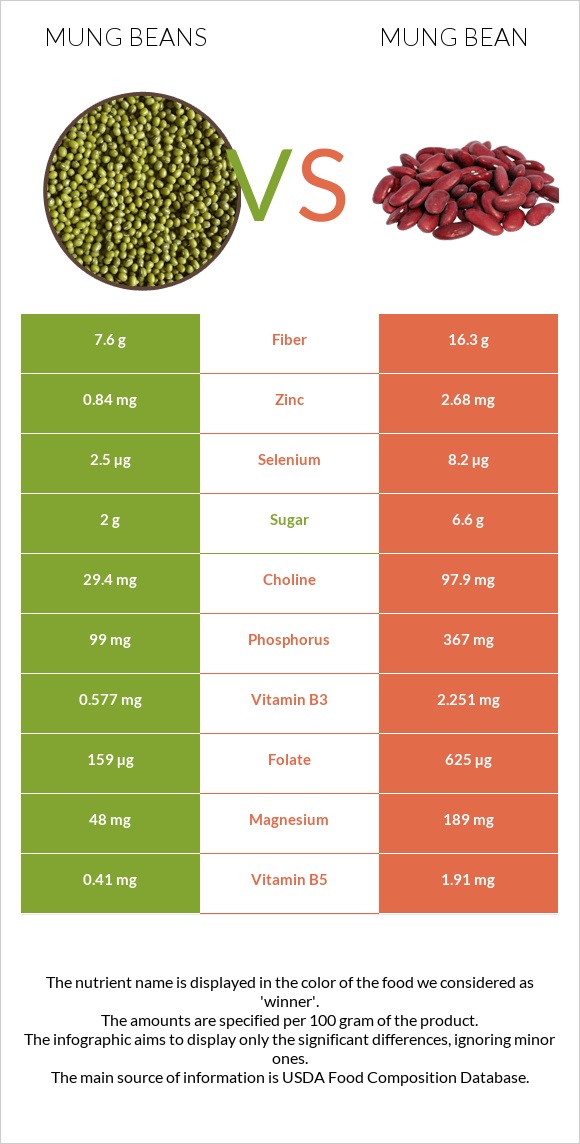 Mung beans vs Mung bean infographic