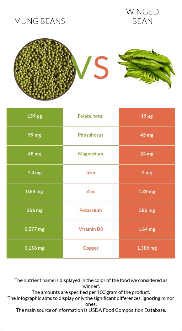 Mung beans vs Winged bean infographic
