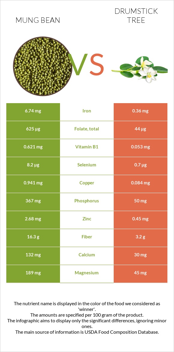 Mung bean vs Drumstick tree infographic