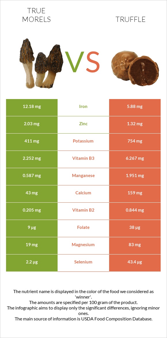 True morels vs Տրյուֆելներ infographic