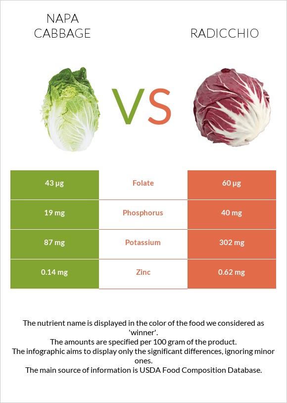 Napa cabbage vs Radicchio infographic