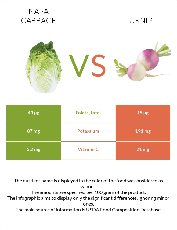 Napa cabbage vs Turnip infographic