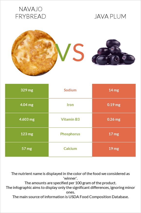 Navajo frybread vs Java plum infographic