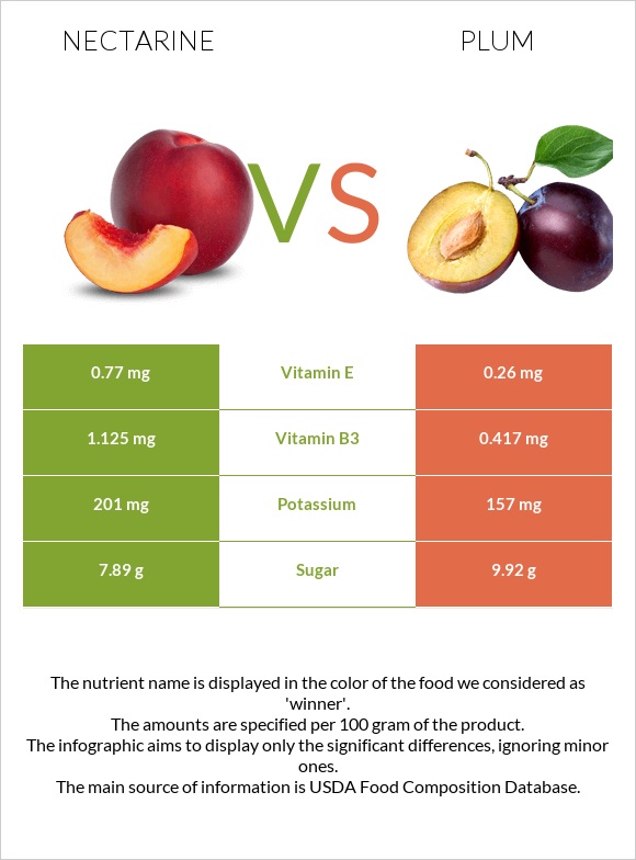 Nectarine vs Common plum infographic