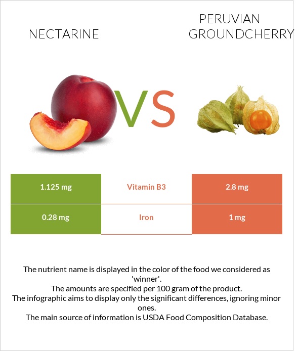 Nectarine vs Peruvian groundcherry infographic