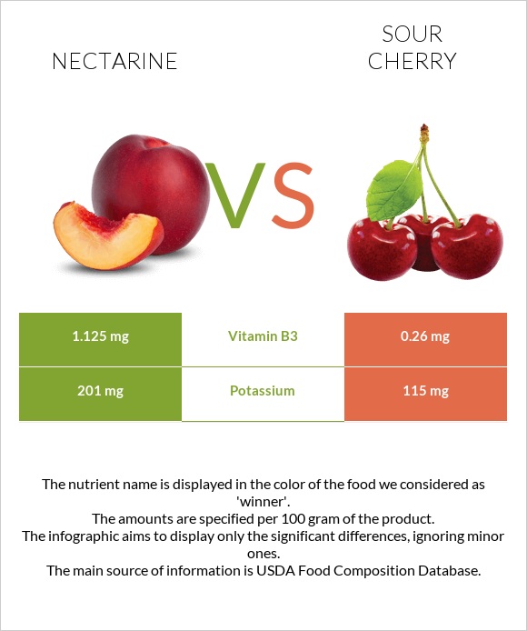 Nectarine vs Sour cherry infographic