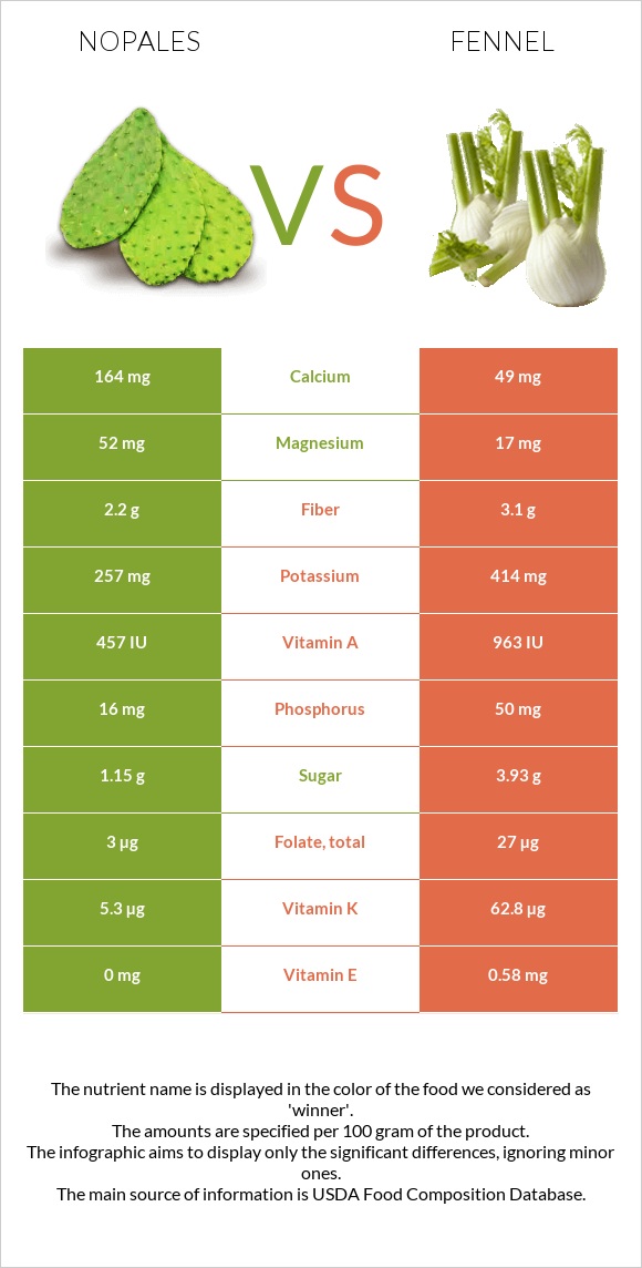 Nopales vs Fennel infographic