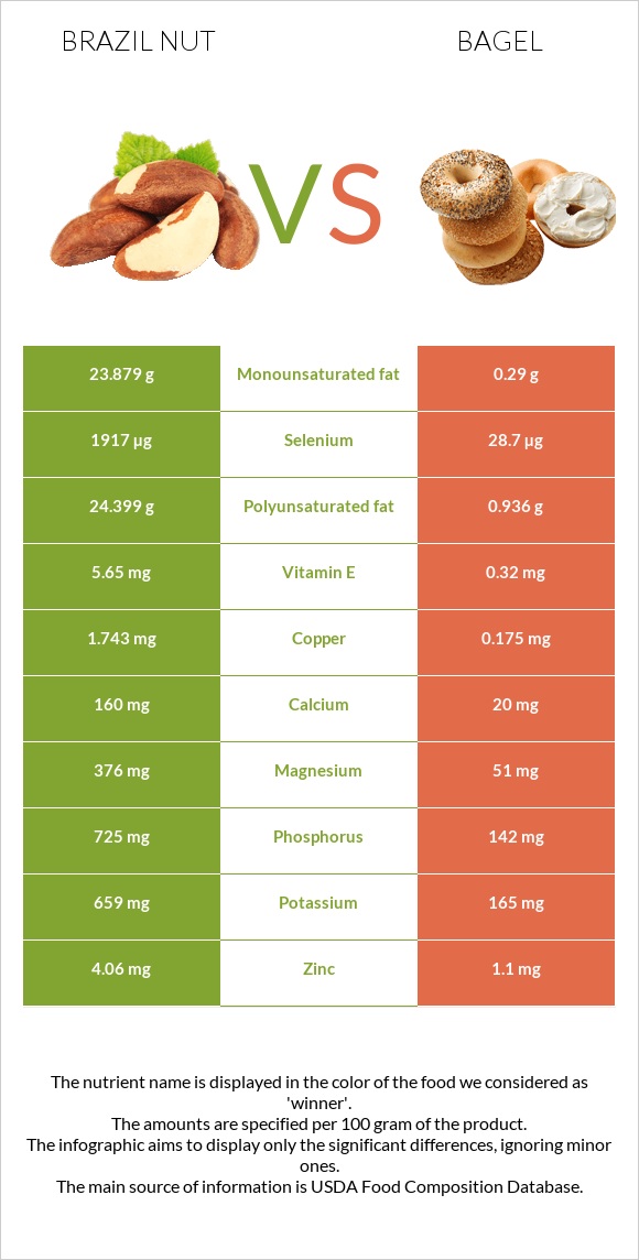 Brazil nut vs Bagel infographic