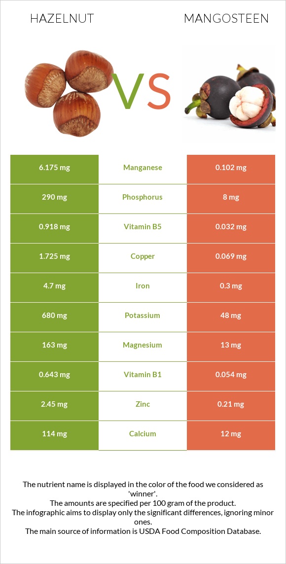Hazelnut vs Mangosteen infographic