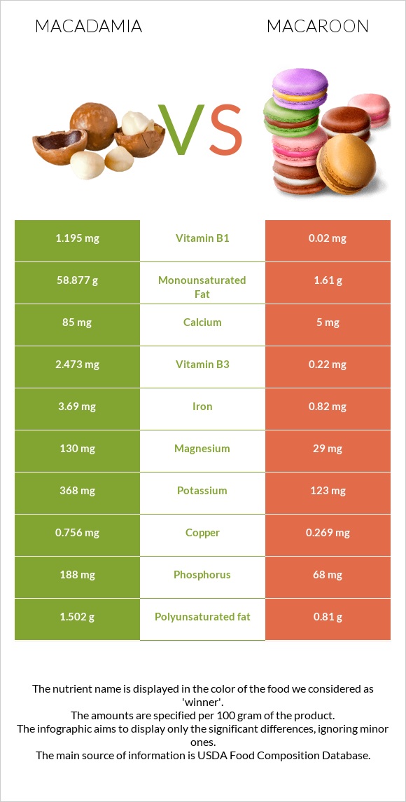 Macadamia vs Macaroon infographic