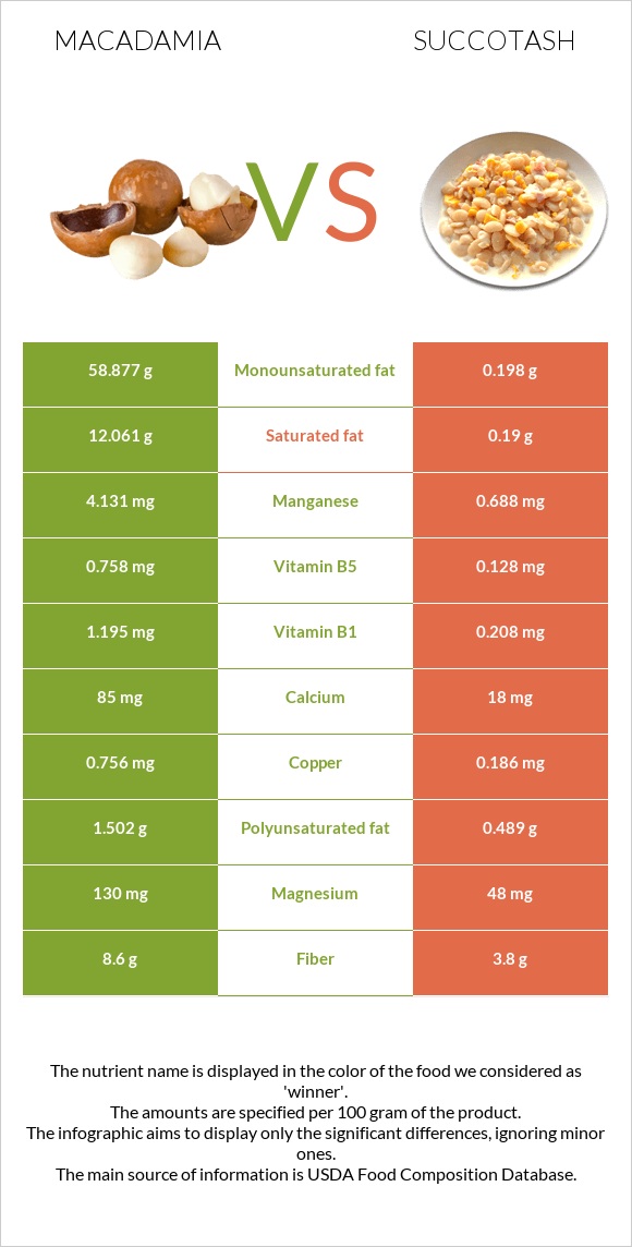 Macadamia vs Succotash infographic