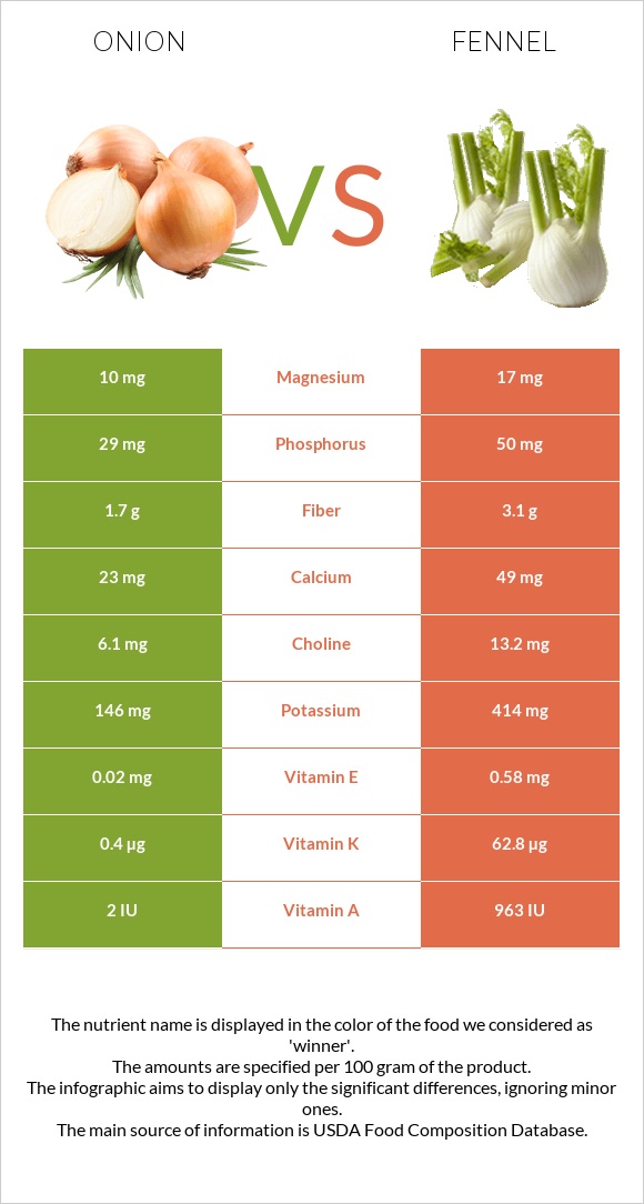 Սոխ vs Ֆենխել infographic