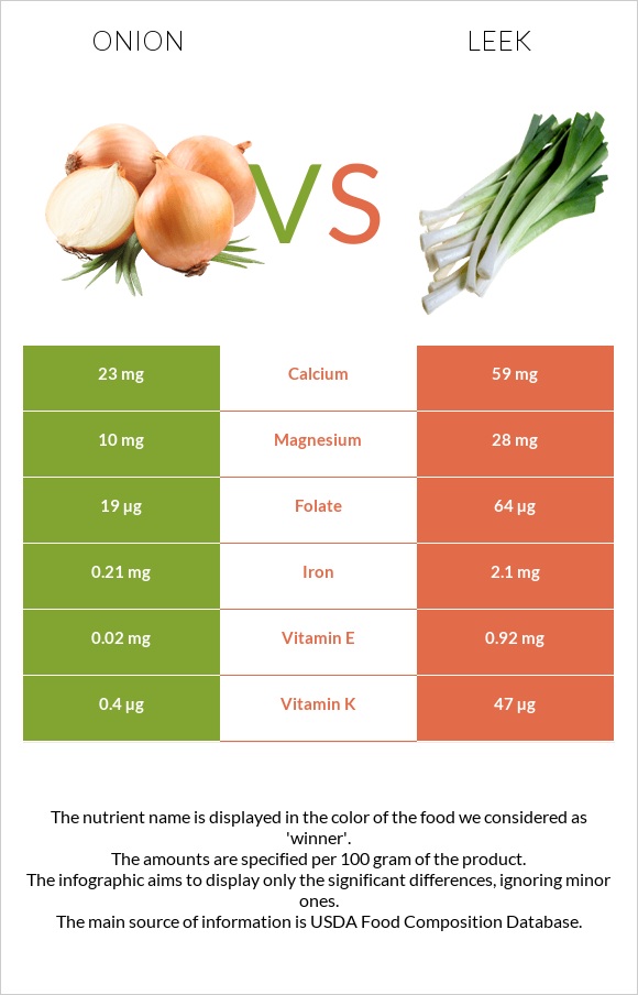 Onion vs Leek infographic