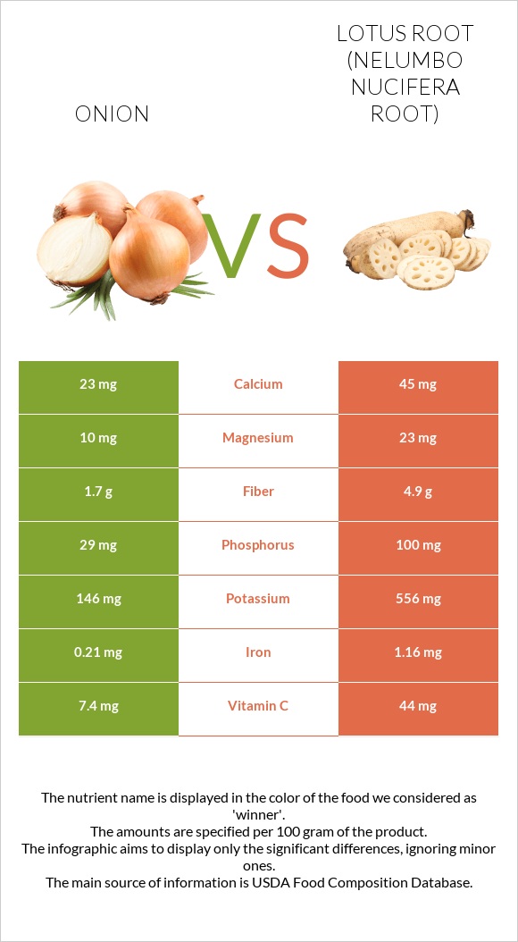 Onion vs Lotus root infographic
