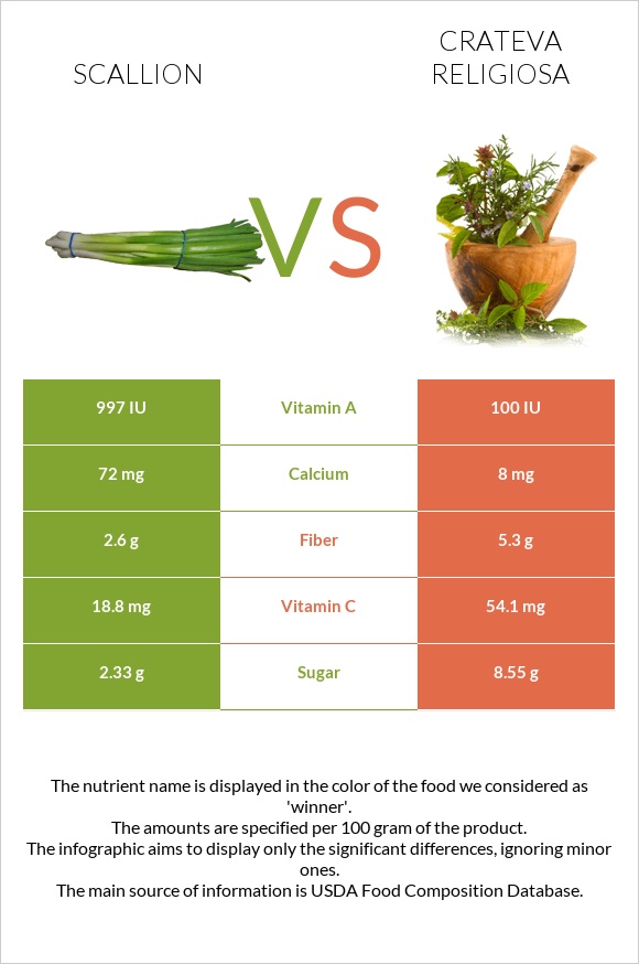 Scallion vs Crateva religiosa infographic