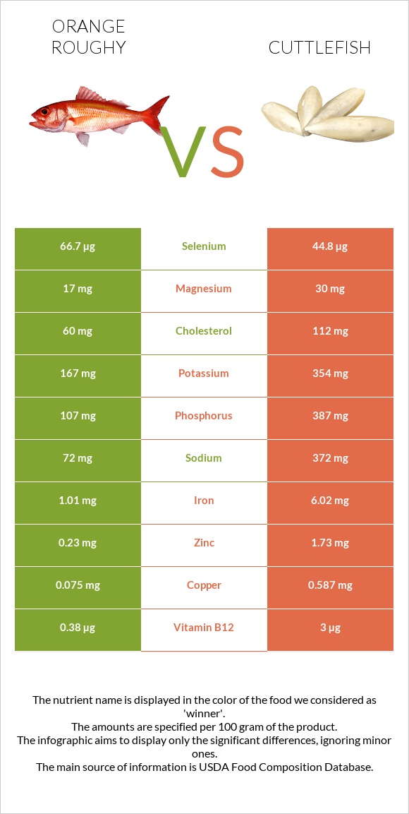 Orange roughy vs Cuttlefish infographic
