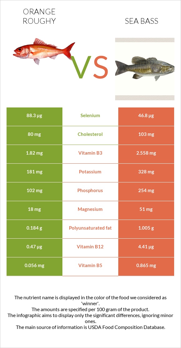 Orange roughy vs Bass infographic