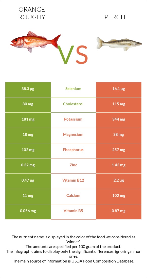 Orange roughy vs Perch infographic