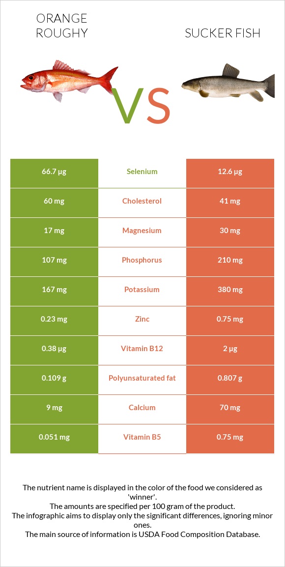 Orange roughy vs Sucker fish infographic