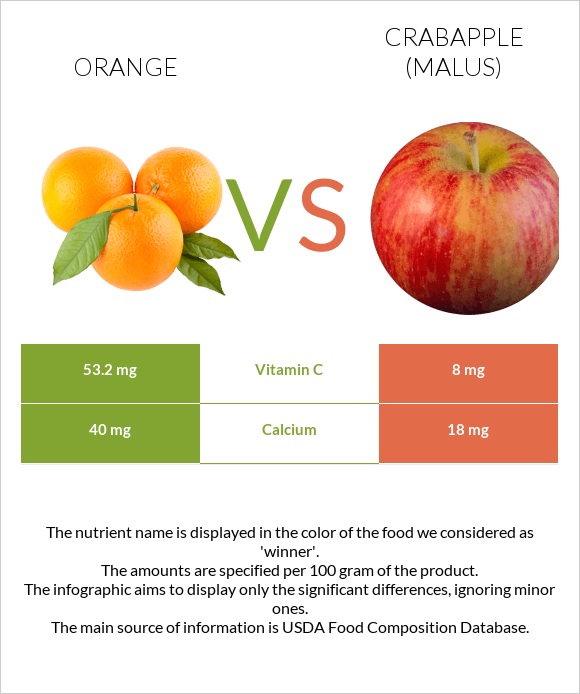 Orange vs Crabapple (Malus) infographic