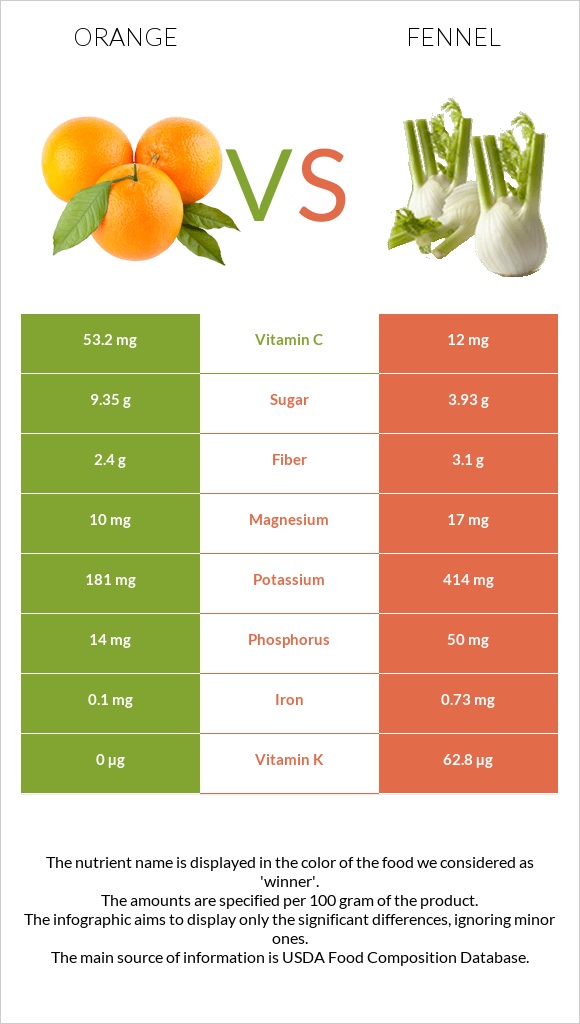 Orange vs Fennel infographic