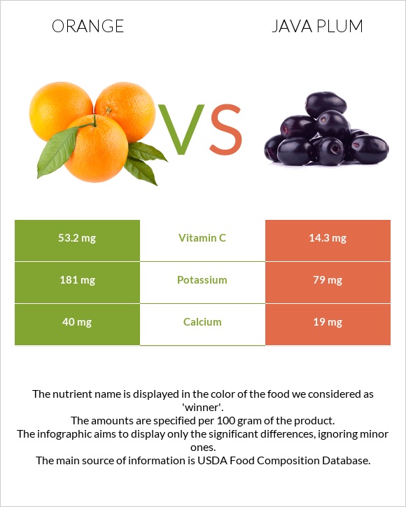 Orange vs Java plum infographic