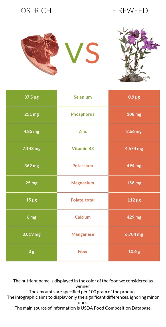 Ostrich vs Fireweed infographic