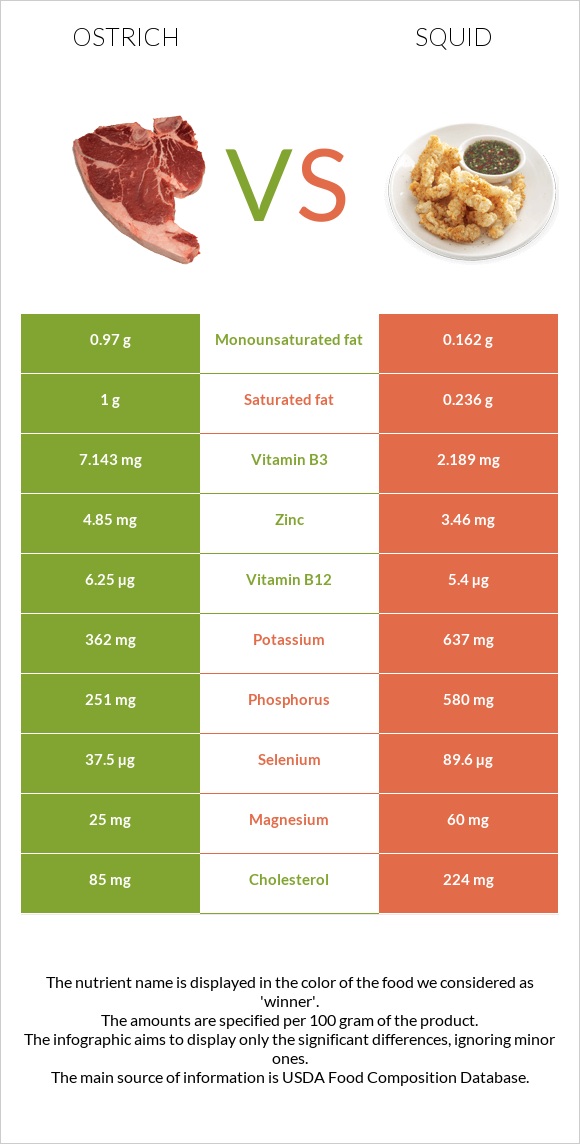 Ջայլամ vs Տապակած կաղամար infographic