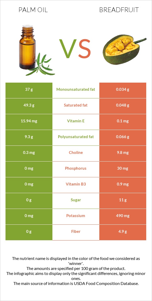 Արմավենու յուղ vs Հացի ծառ infographic