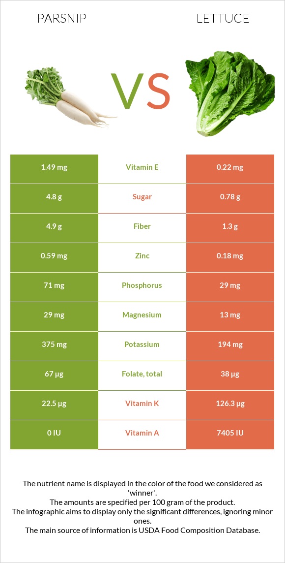 Parsnip vs Lettuce infographic