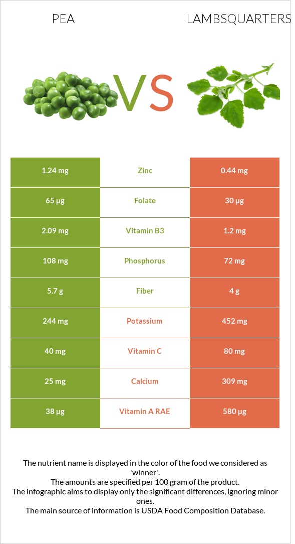 Pea vs Lambsquarters infographic