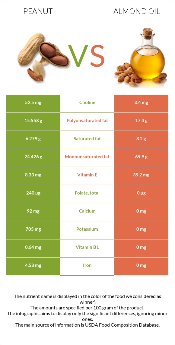 Գետնանուշ vs Նուշի ձեթ infographic