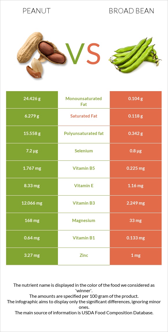 Peanut vs Broad beans infographic