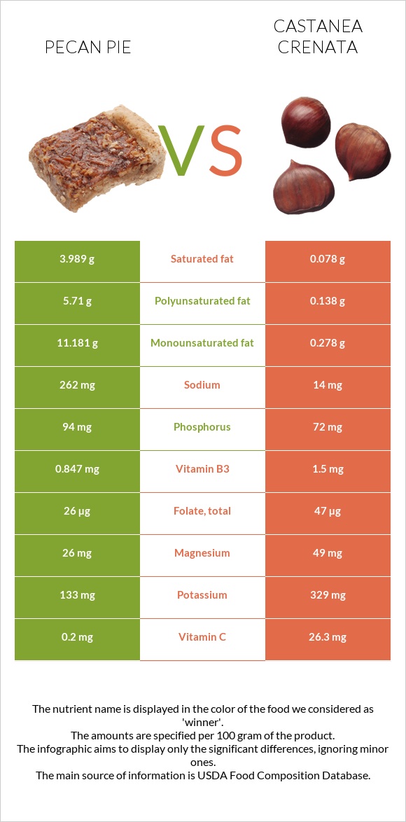 Pecan pie vs Castanea crenata infographic