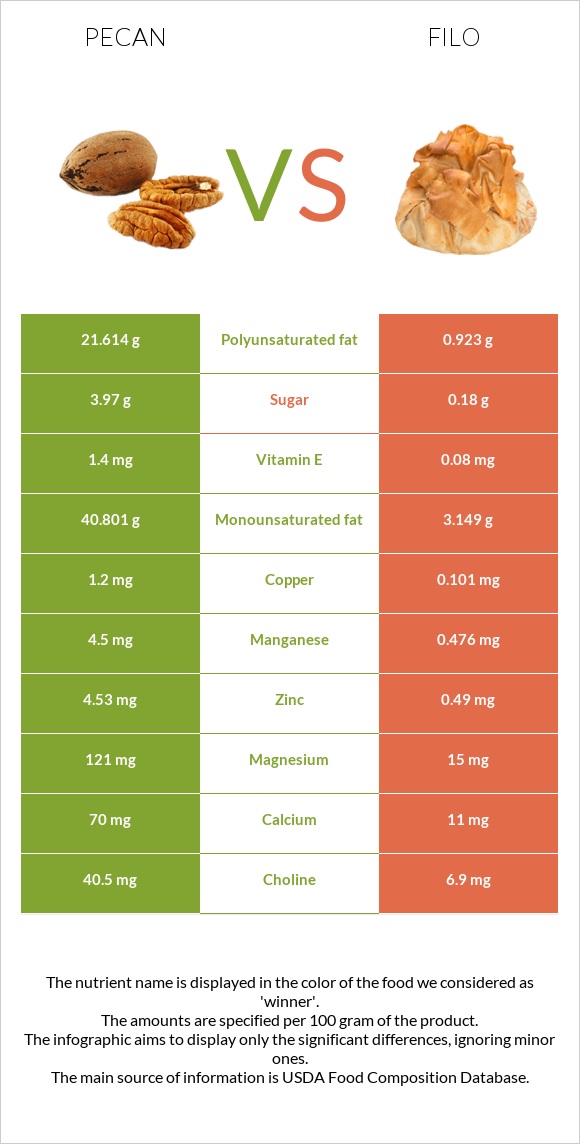 Pecan vs Filo infographic