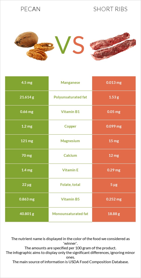 Pecan vs Short ribs infographic